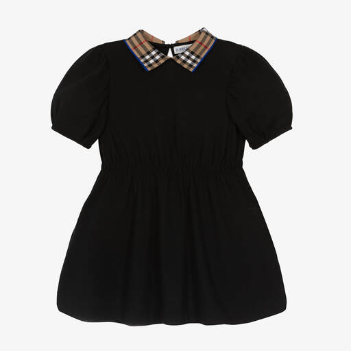 Burberry-Girls Black Cotton Polo Dress | Childrensalon