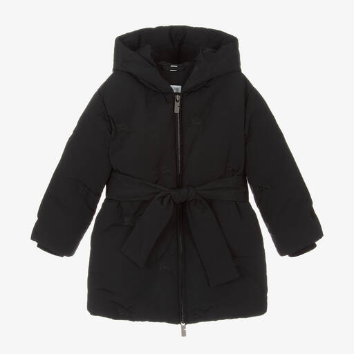 Burberry-Girls Black Hooded Down Padded Coat | Childrensalon