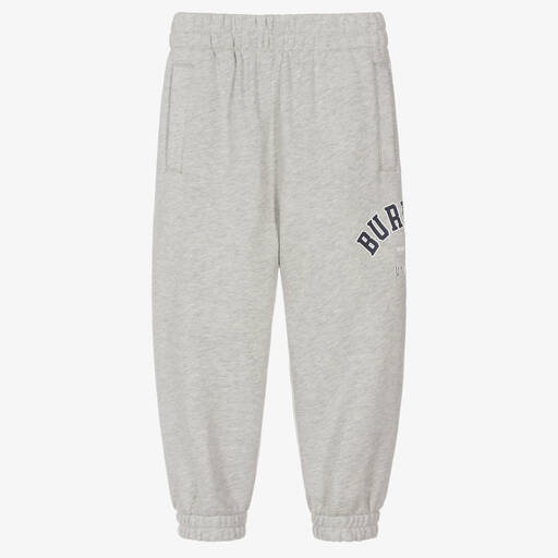 Burberry-Girls Grey Cotton Varsity Joggers | Childrensalon