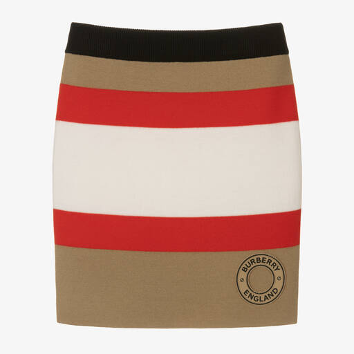 Burberry-Girls Icon Stripe Merino Wool Skirt | Childrensalon