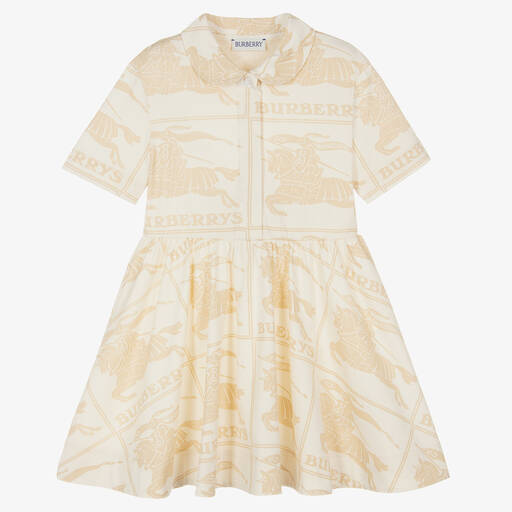 Burberry-Кремовое платье из хлопкового джерси EKD | Childrensalon