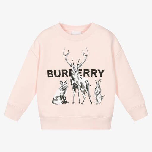 Burberry-Girls Pink Logo Sweatshirt | Childrensalon
