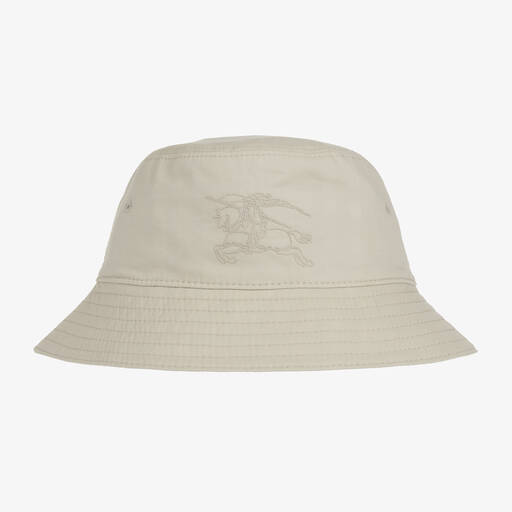 Burberry-Grey & Check Reversible Bucket Hat | Childrensalon