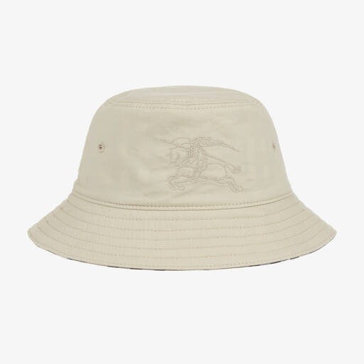 Burberry-Grey Reversible Baby Bucket Hat | Childrensalon