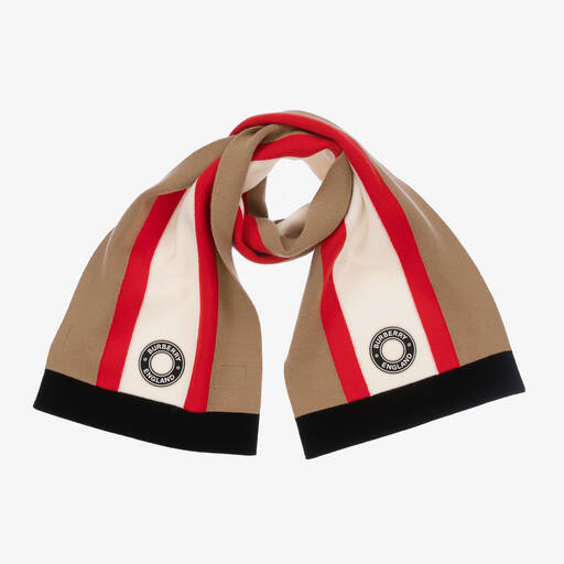 Burberry-Шерстяной шарф с фирменной полосой (128см) | Childrensalon