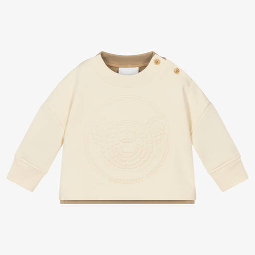 Burberry-Ivory Cotton Baby Sweatshirt | Childrensalon