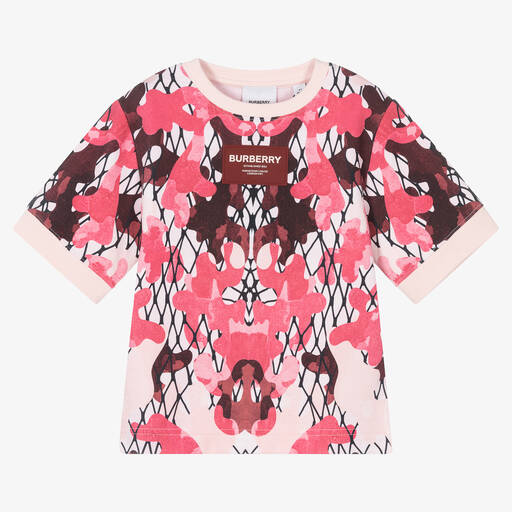 Burberry-Rosa T-Shirt mit Tarnmuster | Childrensalon