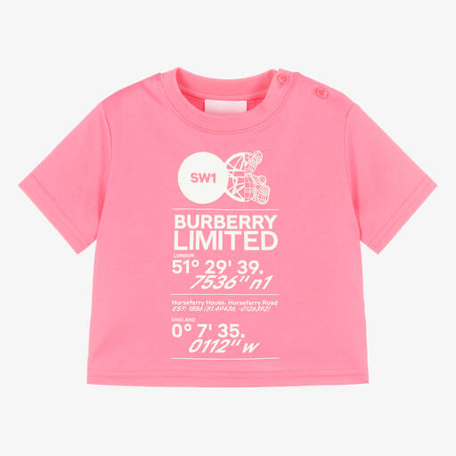 Burberry-Розовая хлопковая футболка для малышей | Childrensalon
