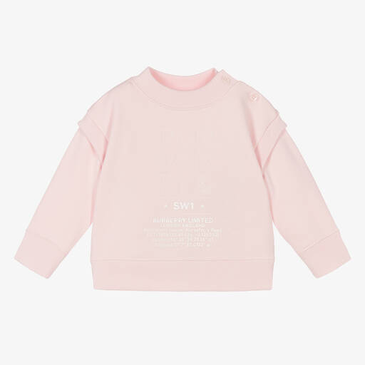 Burberry-Pink Logo Sketch Sweatshirt | Childrensalon