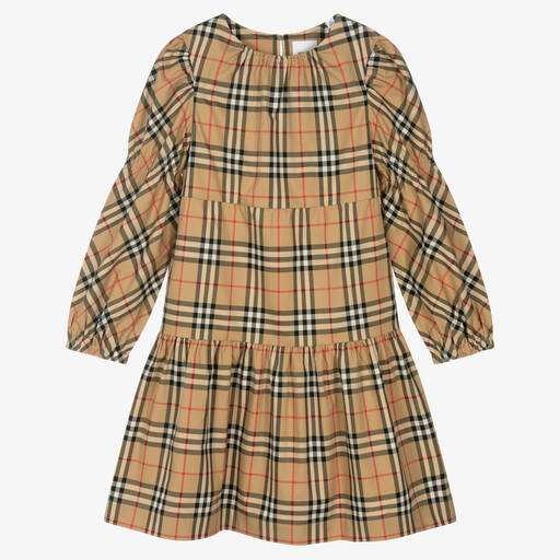 Burberry-Teen Beige Vintage Check Dress | Childrensalon