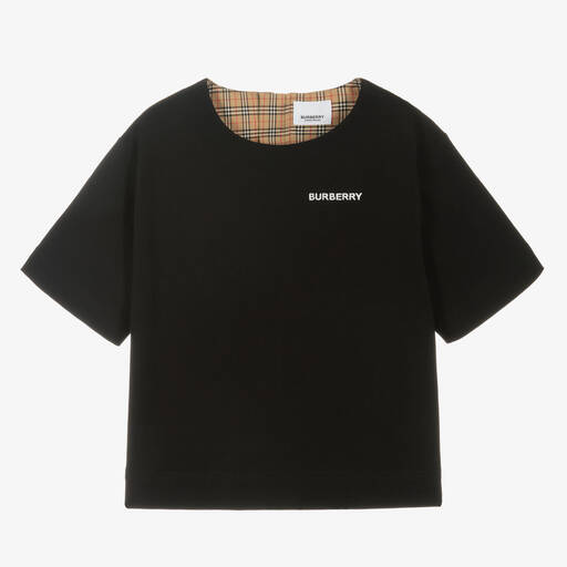 Burberry-Черно-бежевая футболка для подростков | Childrensalon