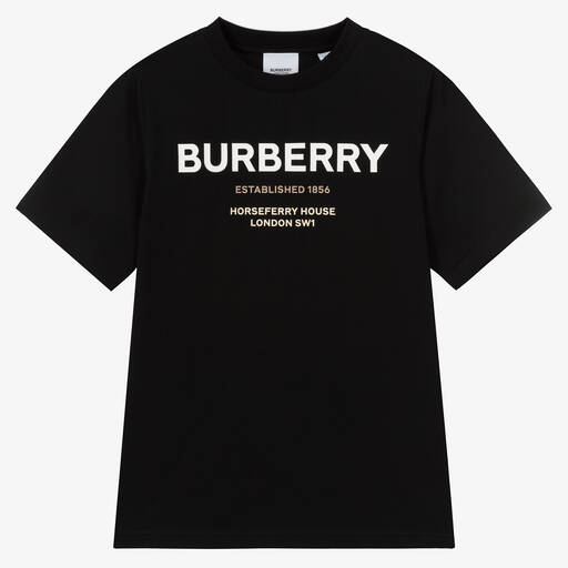 Burberry-تيشيرت تينز قطن عضوي لون أسود | Childrensalon