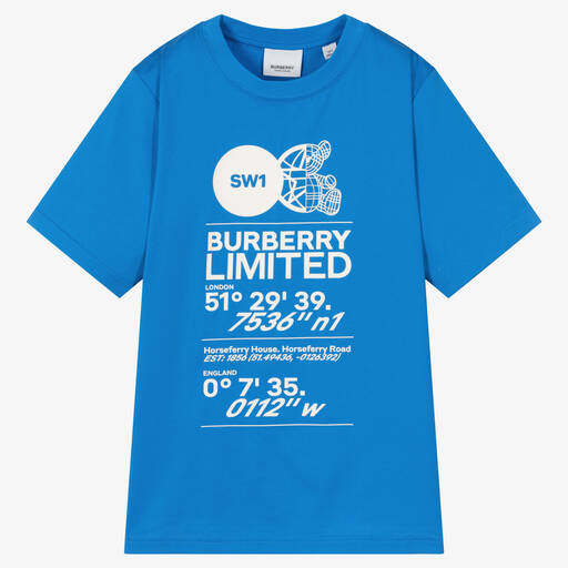 Burberry-Teen Blue Logo T-Shirt | Childrensalon