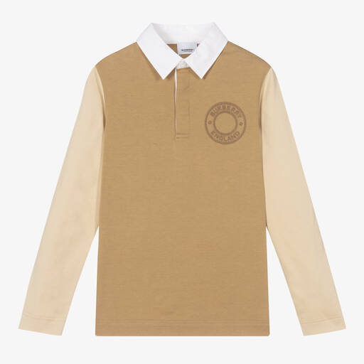 Burberry-Teen Boys Beige Logo Polo Shirt | Childrensalon