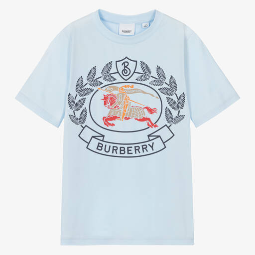Burberry-تيشيرت تينز ولادي قطن عضوي لون أزرق | Childrensalon