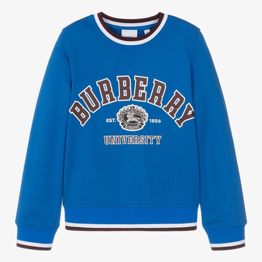 Burberry-Teen Boys Blue Cotton Varsity Sweatshirt | Childrensalon