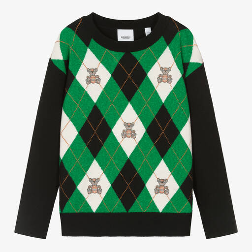Burberry-Зеленый свитер из шерсти и кашемира | Childrensalon