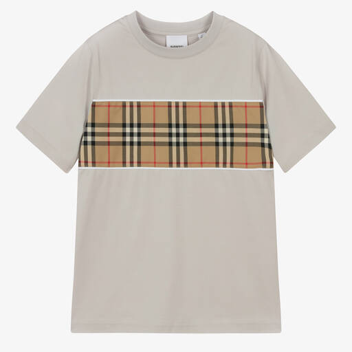 Burberry-Graues Teen Vintage Check T-Shirt | Childrensalon