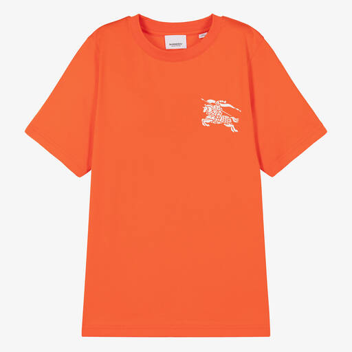 Burberry-Orangefarbenes Rundhals-T-Shirt für | Childrensalon