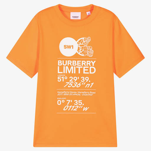 Burberry-Teen Boys Orange Logo T-Shirt | Childrensalon