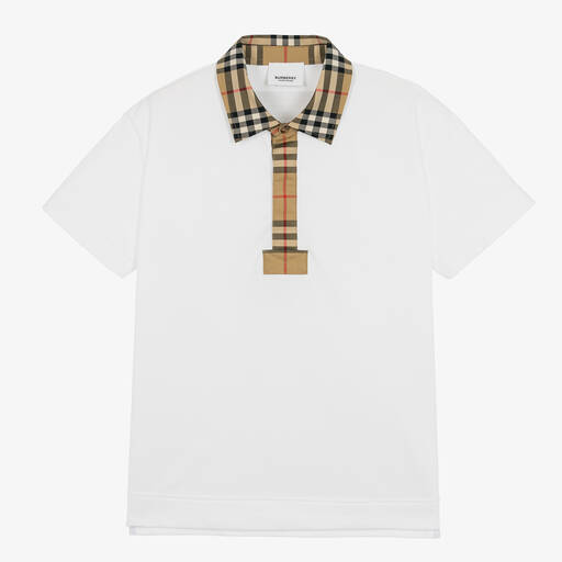 Burberry-Weißes Teen Poloshirt für Jungen | Childrensalon