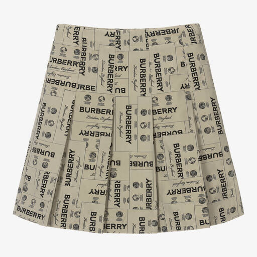 Burberry-Teen Girls Archive Beige Pleated Skirt | Childrensalon