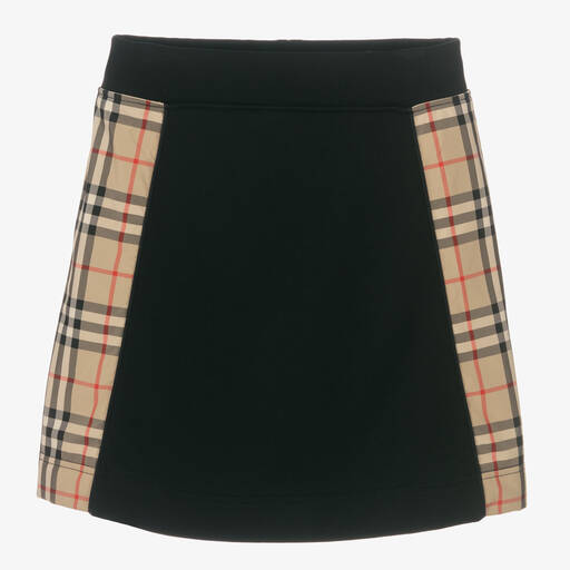Burberry-Teen Girls Black Cotton Check Skirt | Childrensalon