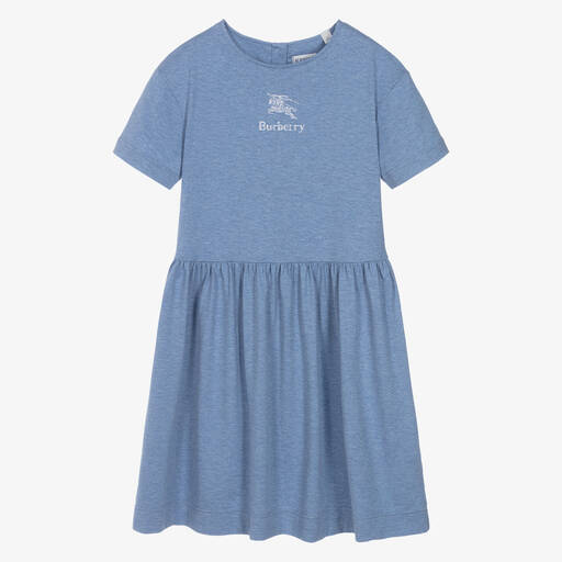 Burberry-فستان قطن لون أزرق مونس للمراهقات | Childrensalon