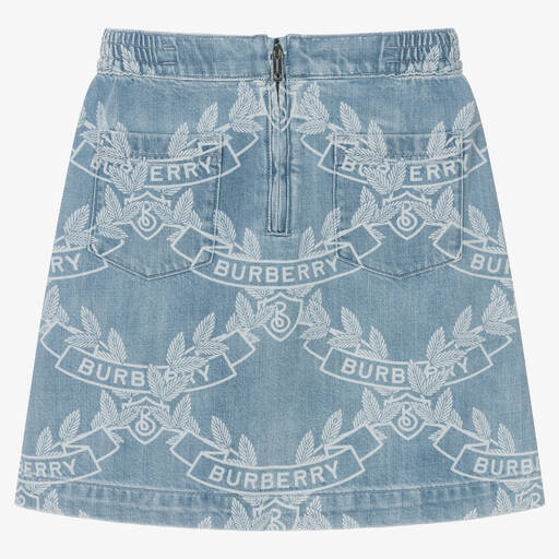 Burberry-Teen Girls Blue Oak Leaf Crest Skirt | Childrensalon