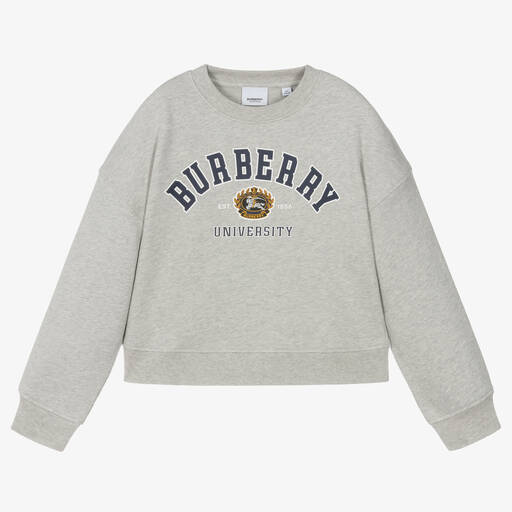 Burberry-Teen Girls Grey Varsity Sweatshirt | Childrensalon