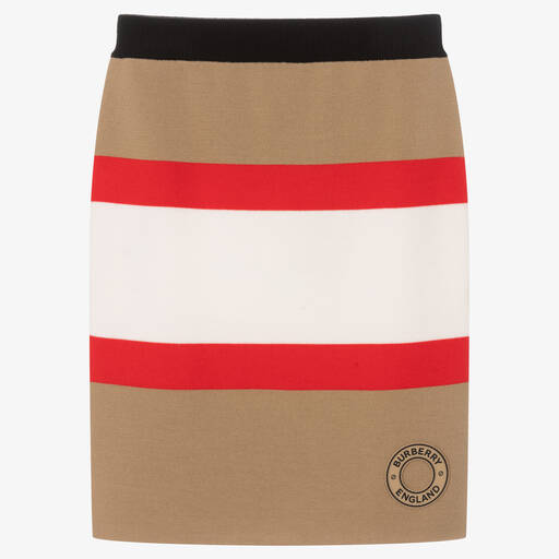 Burberry-Teen Girls Icon Stripe Merino Wool Skirt | Childrensalon