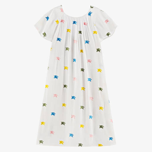 Burberry-فستان شيفون كريب لون عاجي للمراهقات | Childrensalon