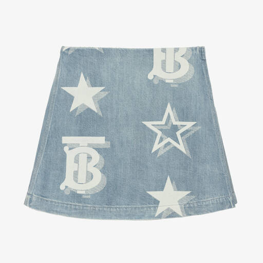 Burberry-Teen Girls Light Blue Denim Logo Skirt | Childrensalon