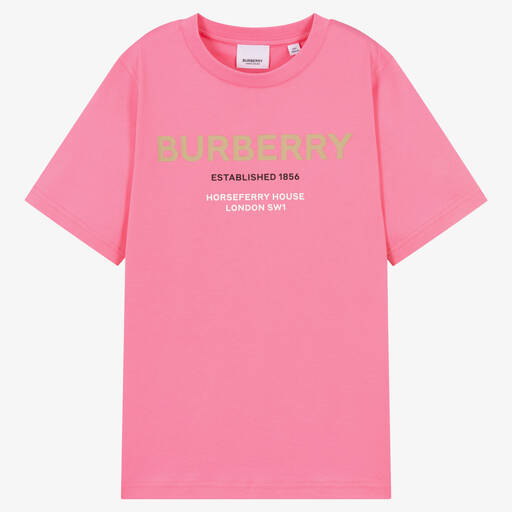 Burberry-Teen Girls Pink Horseferry Logo T-Shirt | Childrensalon