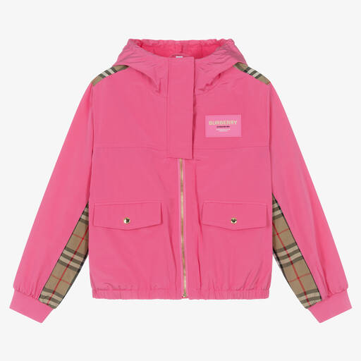 Burberry-Teen Girls Pink Vintage Check Jacket | Childrensalon