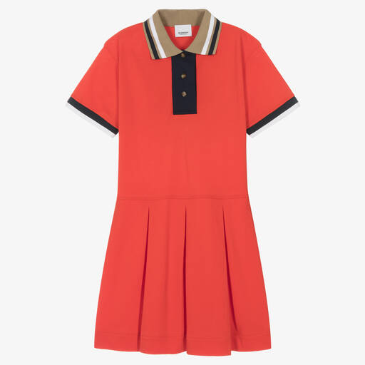 Burberry-Красное платье поло из хлопка | Childrensalon
