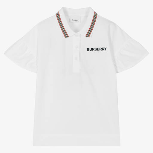 Burberry-Белая рубашка поло для девочек-подростков | Childrensalon