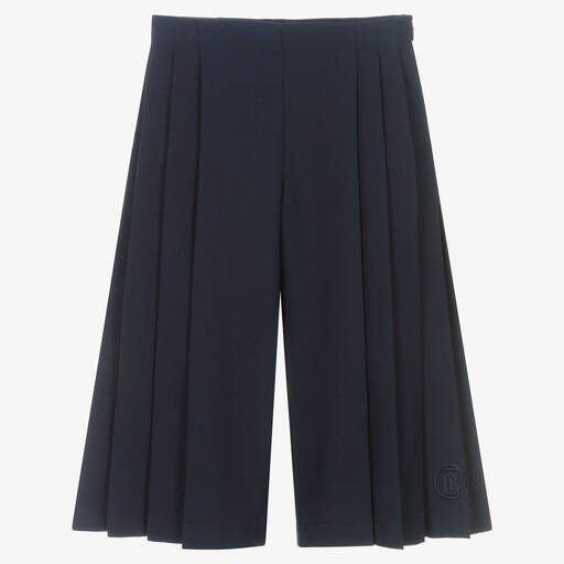 Burberry-Teen Navy Blue Pleated Trousers | Childrensalon