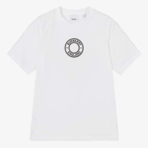 Burberry-T-shirt blanc en coton ado | Childrensalon