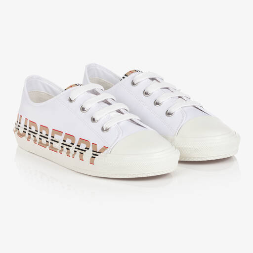 Burberry-Weiße Teen Sneakers mit Schnürsenkel | Childrensalon