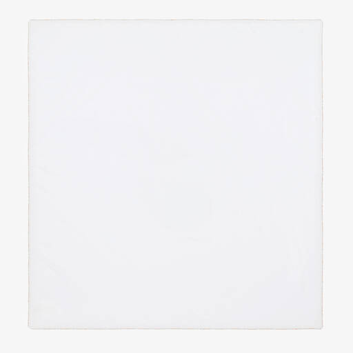 Burberry-White Cotton Baby Blanket (100cm) | Childrensalon