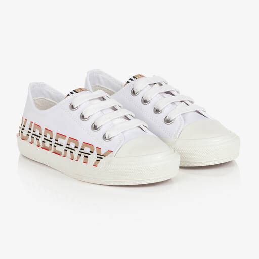 Burberry-Белые кроссовки на шнуровке | Childrensalon