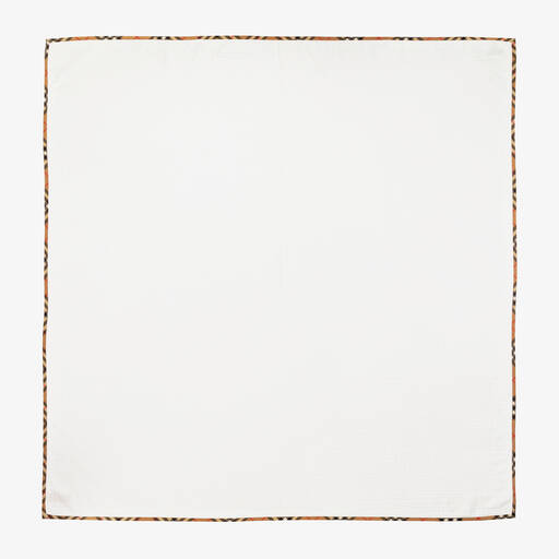 Burberry-Белая хлопковая пеленка Vintage Check (120см) | Childrensalon