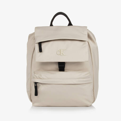 Calvin Klein-Beige Monogram Backpack (33cm) | Childrensalon