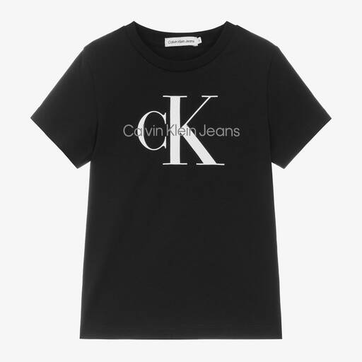 Calvin Klein-Black Cotton Jersey T-Shirt | Childrensalon