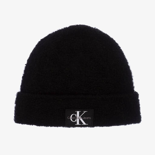 Calvin Klein-Черная пушистая шапка с вышивкой | Childrensalon