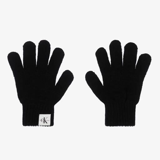 Calvin Klein-Black Knitted Gloves | Childrensalon