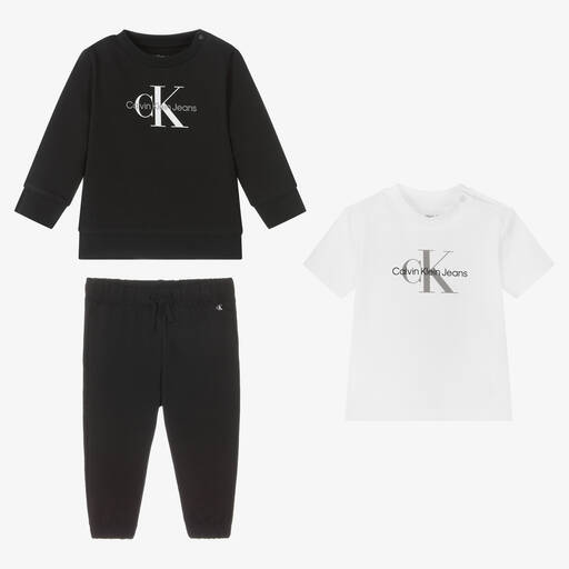 Calvin Klein- طقم هدية بدلة رياضية لون أسود | Childrensalon
