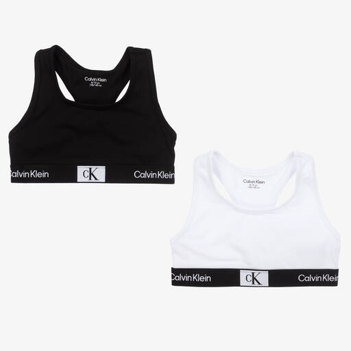 Calvin Klein-Black & White Cotton Cropped Tops (2 Pack) | Childrensalon