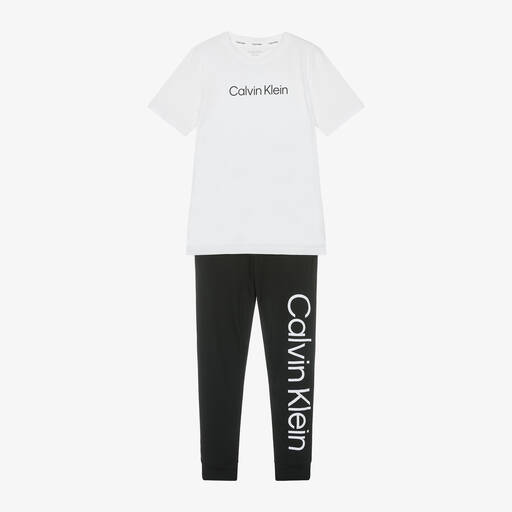 Calvin Klein-Black & White Cotton Pyjamas | Childrensalon